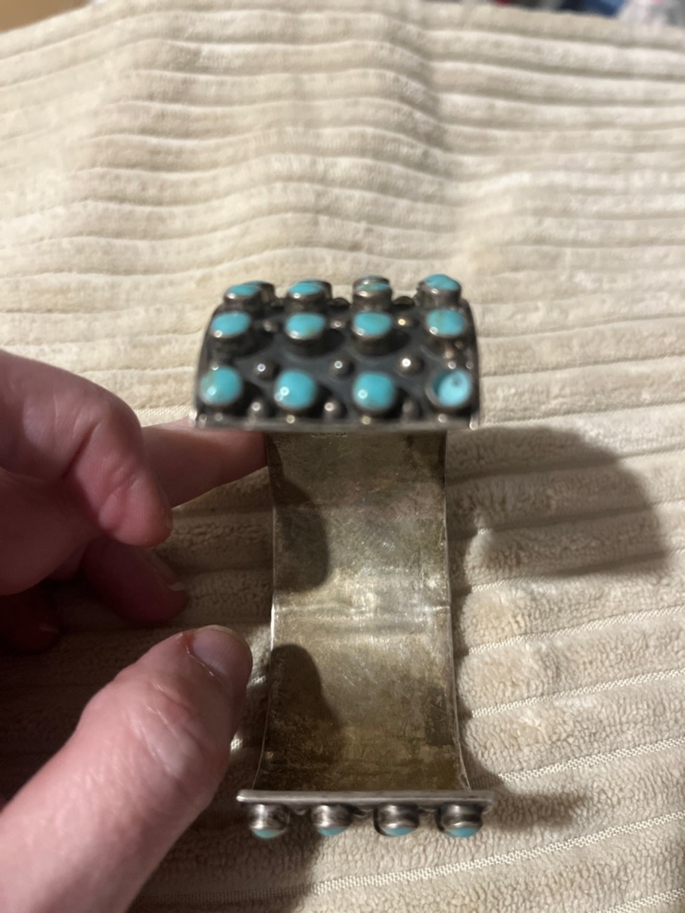 Turquoise and Sterling Silver Women's Cuff Bracelet - Picture 8 of 9